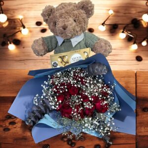 Oso Rosas Rojas y Chocolates